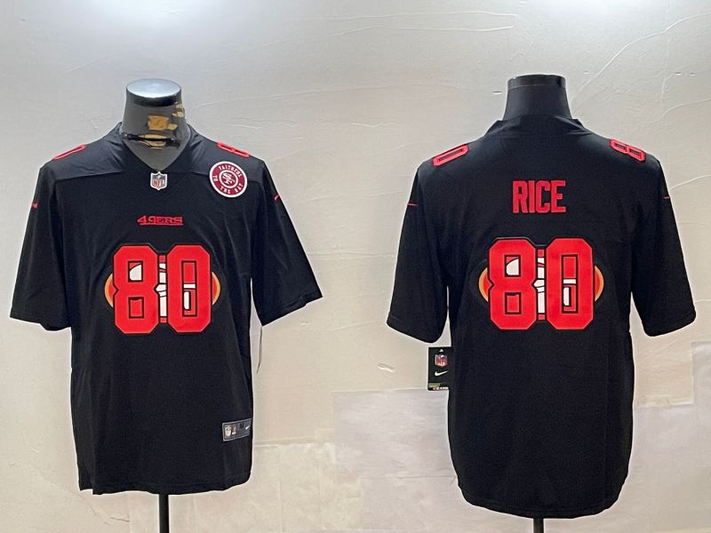 Men San Francisco 49ers #80 Rice Black Fashion 2024 Nike Limited NFL Jersey style 4